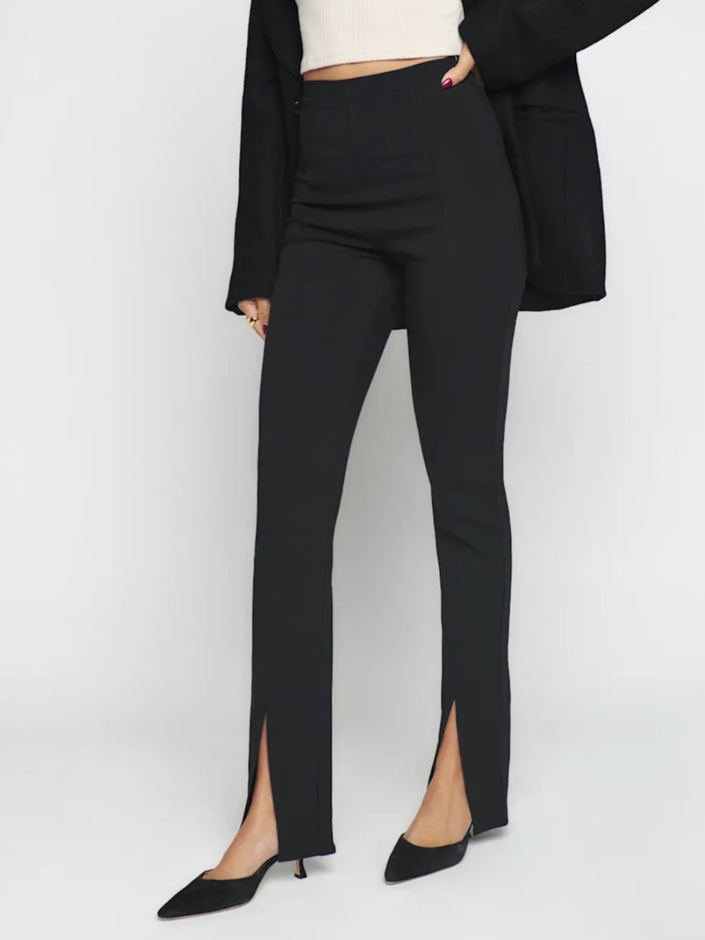 reformation fletcher pants in midnight blue - Picture 9 of 9